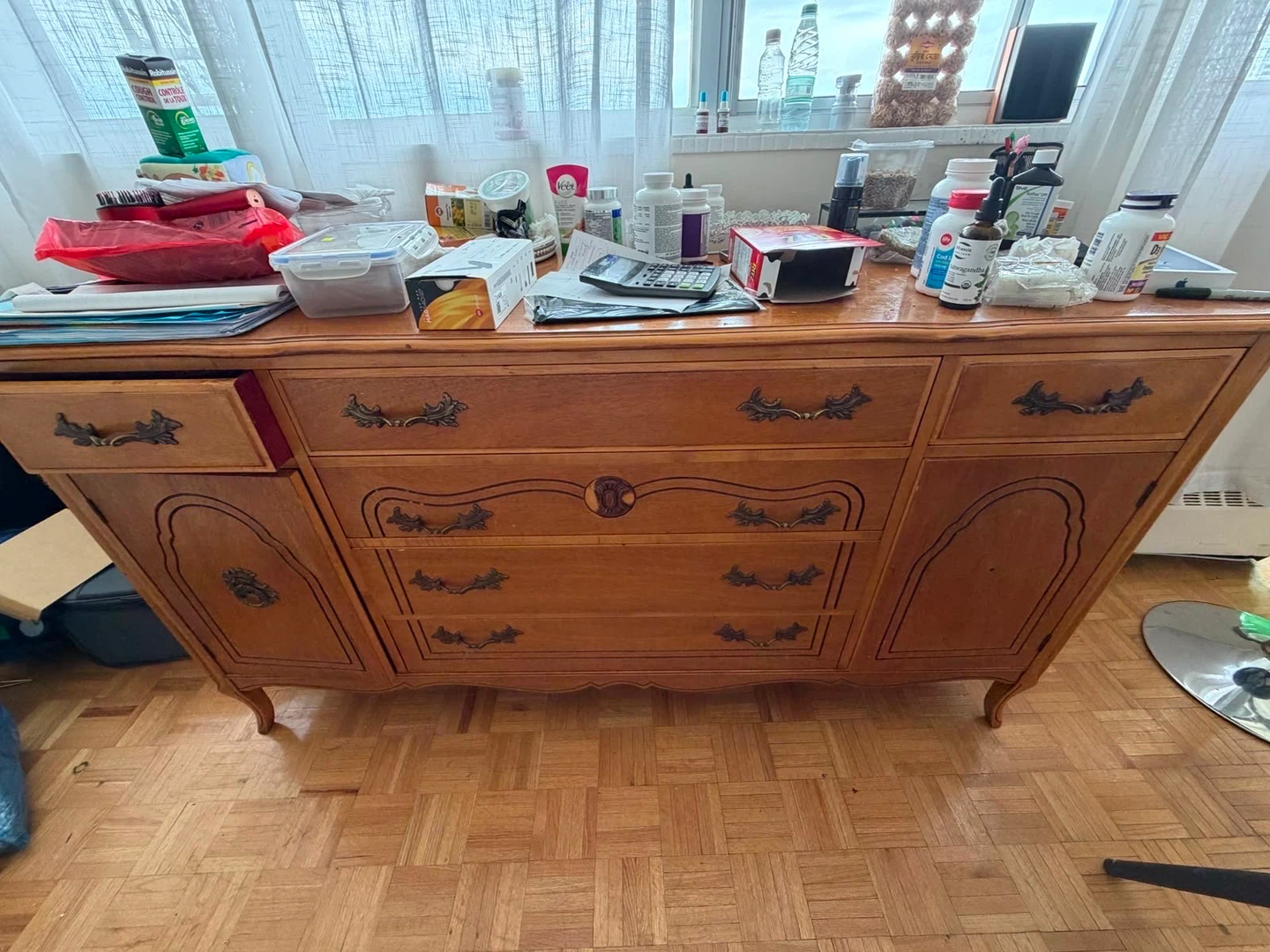 2-Piece Vintage Wood Storage Set - Sideboard & Cabinet - photo 3