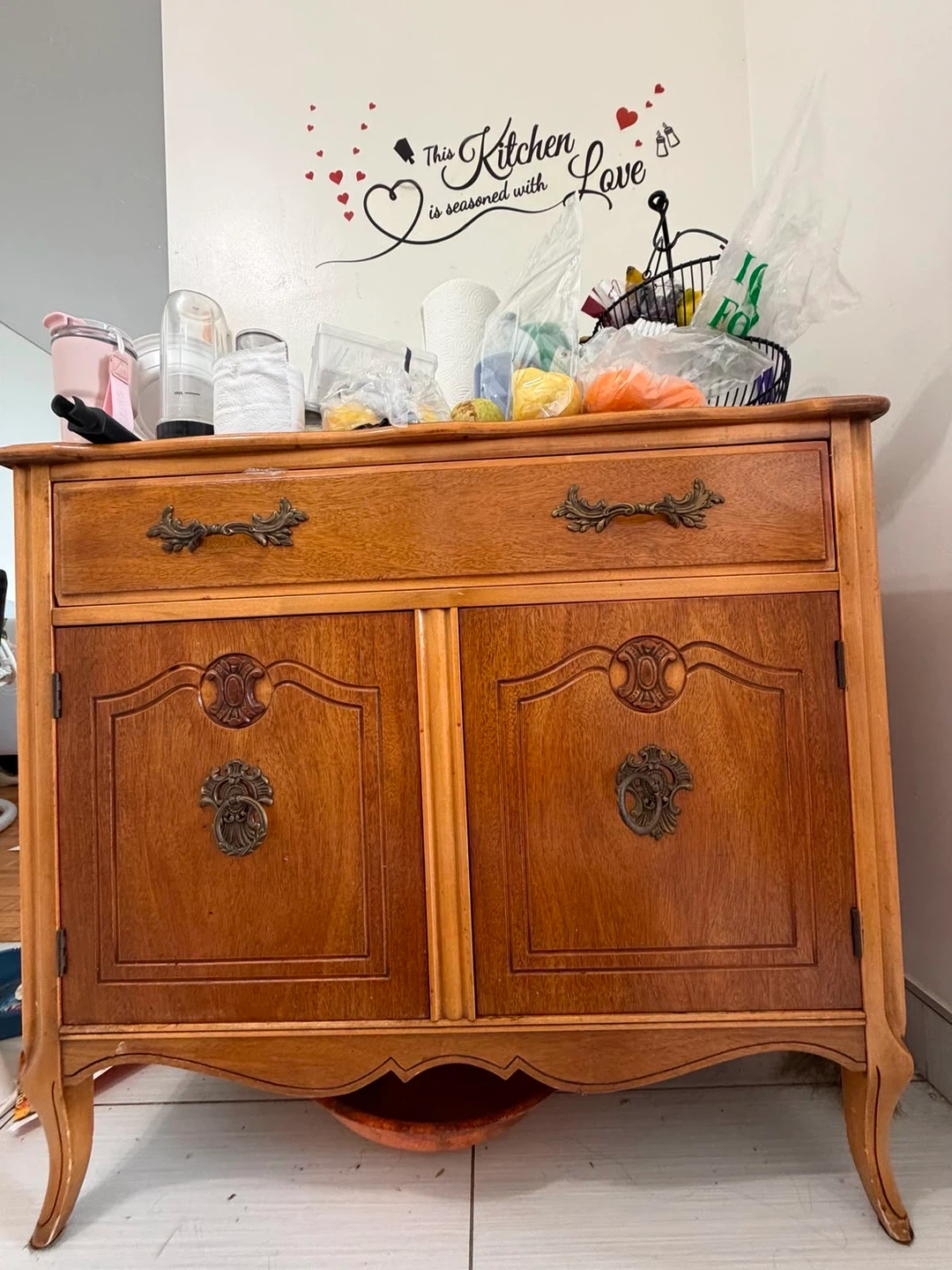 2-Piece Vintage Wood Storage Set - Sideboard & Cabinet - photo 4