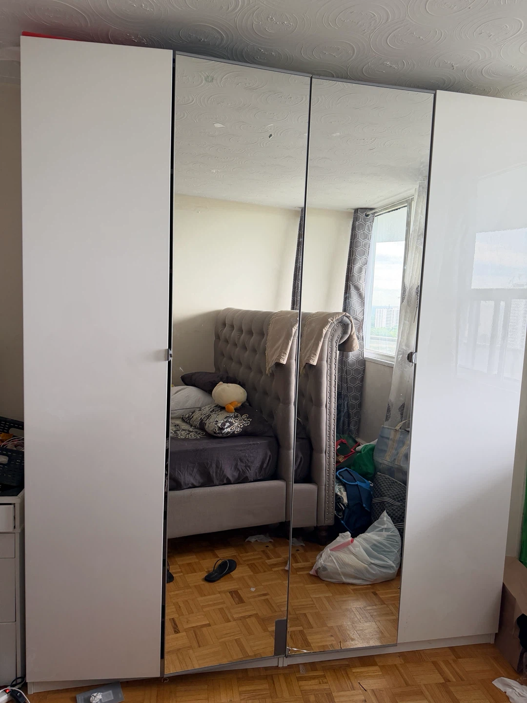 IKEA 4-Door Wardrobe with Mirrored Doors