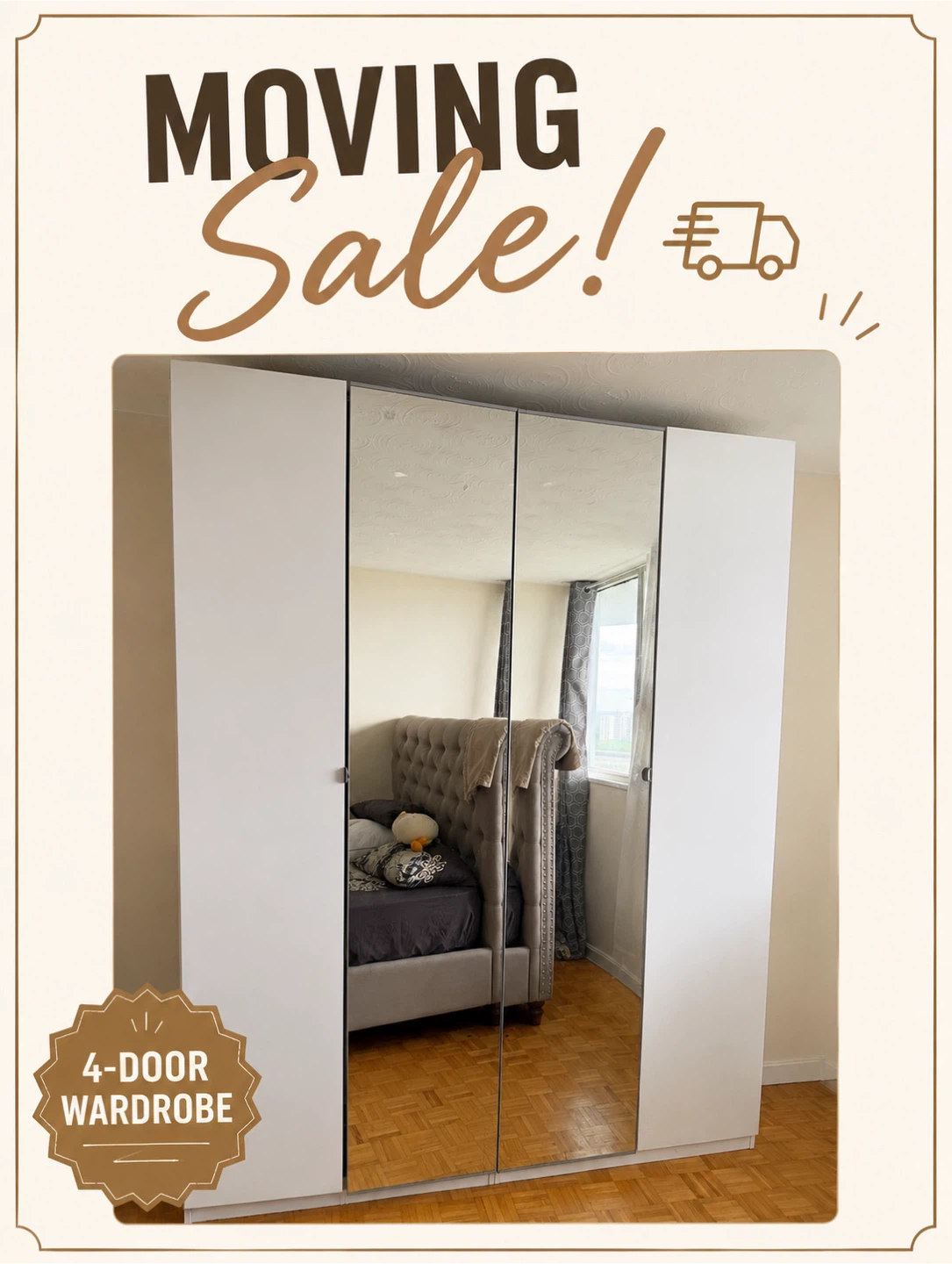 IKEA 4-Door Wardrobe with Mirrored Doors - photo 2