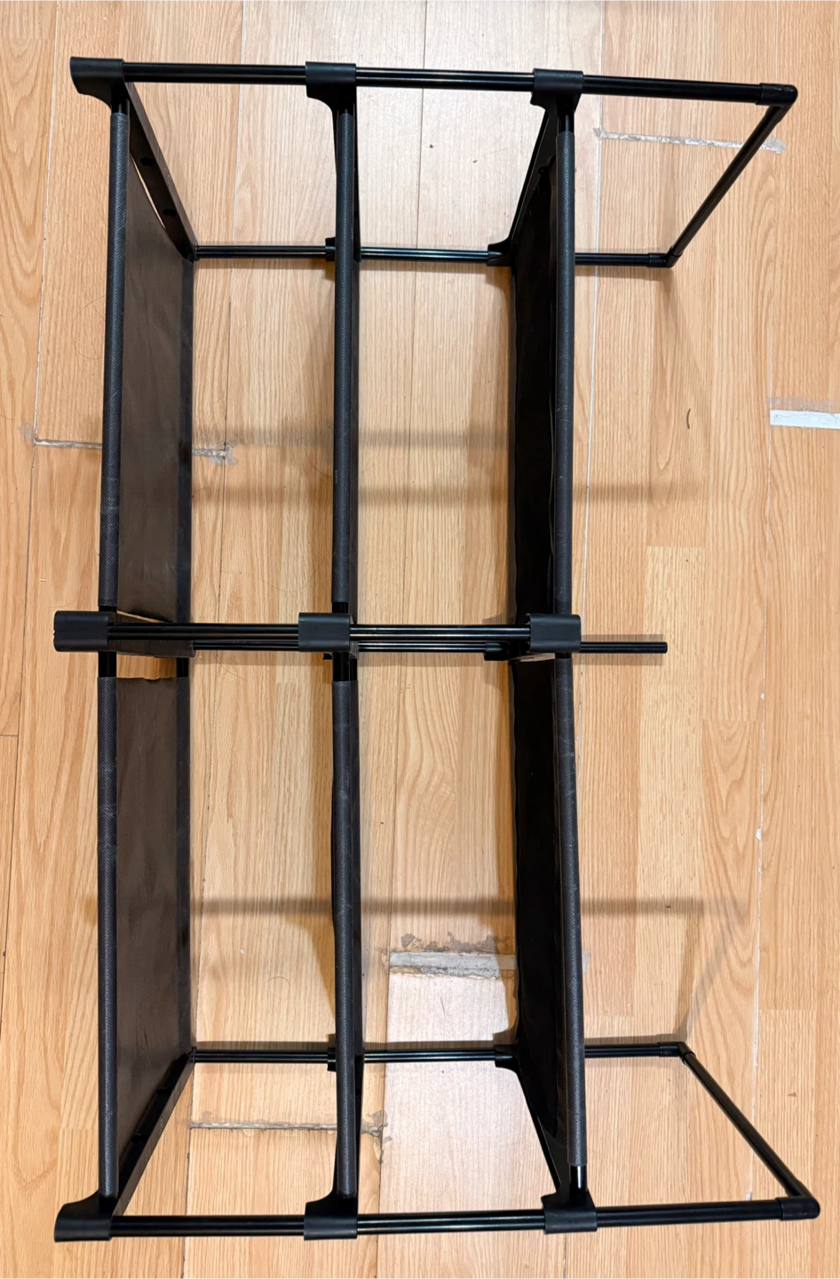 Black 3-Tier Metal and Fabric Shoe Rack - photo 2