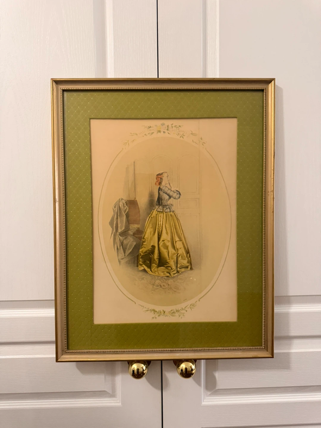 Vintage 1940s Framed Victorian Lady Print