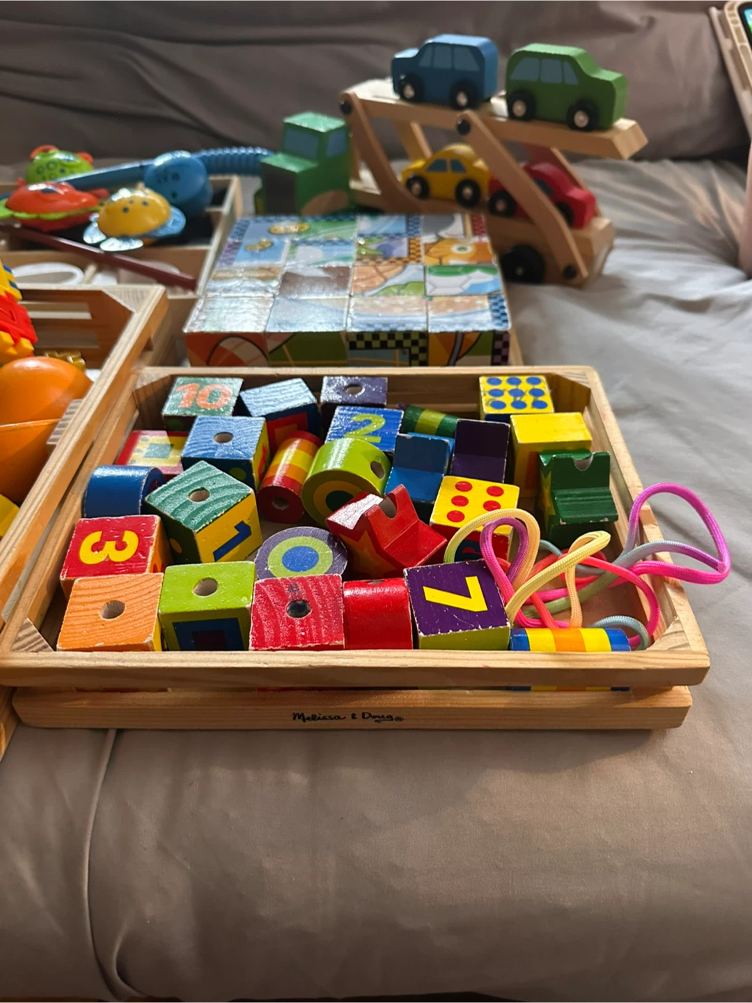 FREE TOYS Melissa & Doug Wooden Toy Set - Food, Blocks & Cars - photo 4