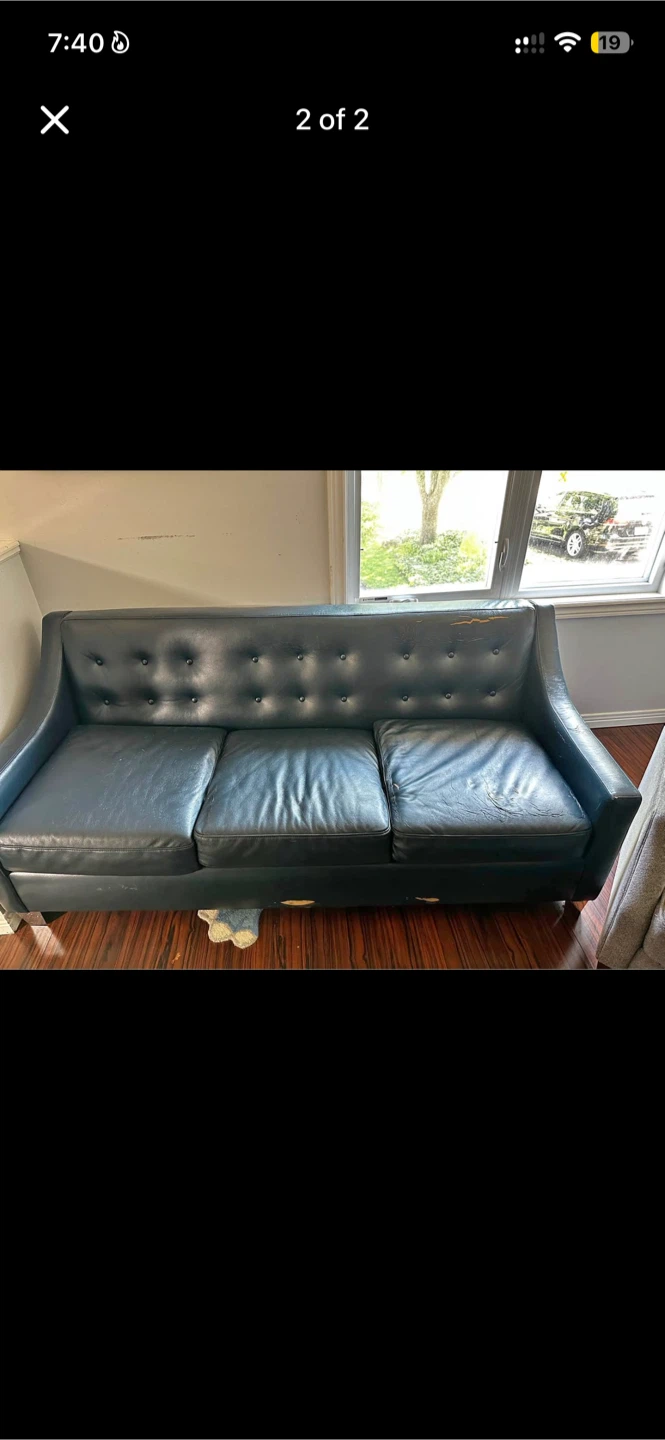 Dark Blue Tufted Sofa
