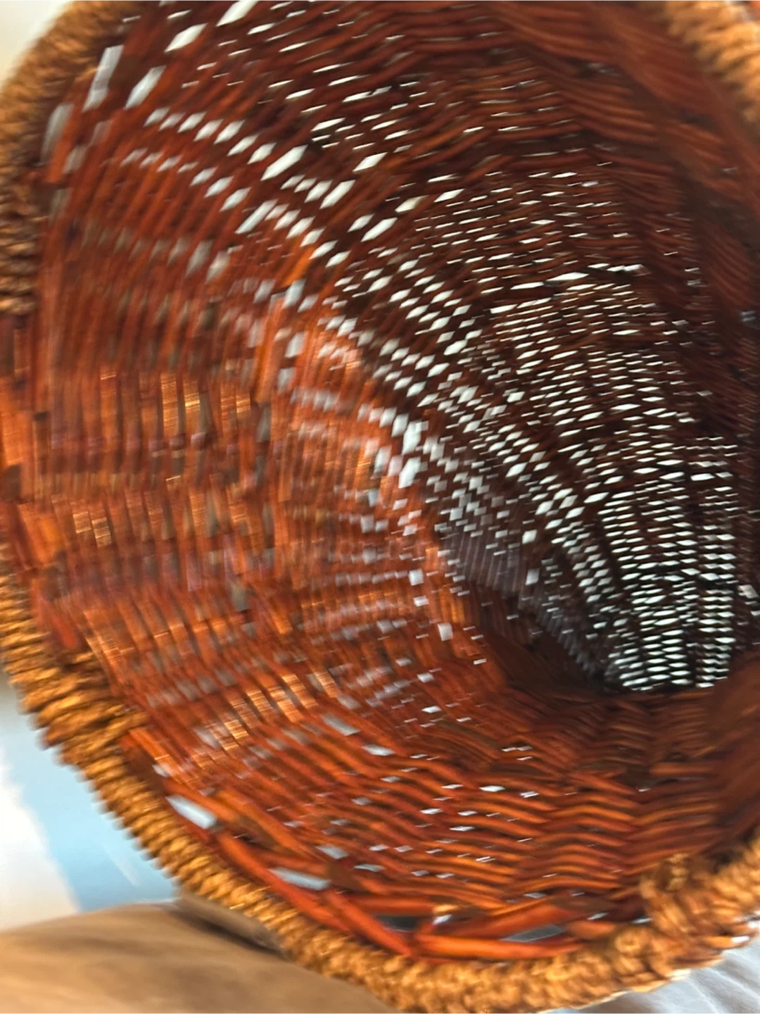Large vintage woven wicker cornucopia basket - photo 5