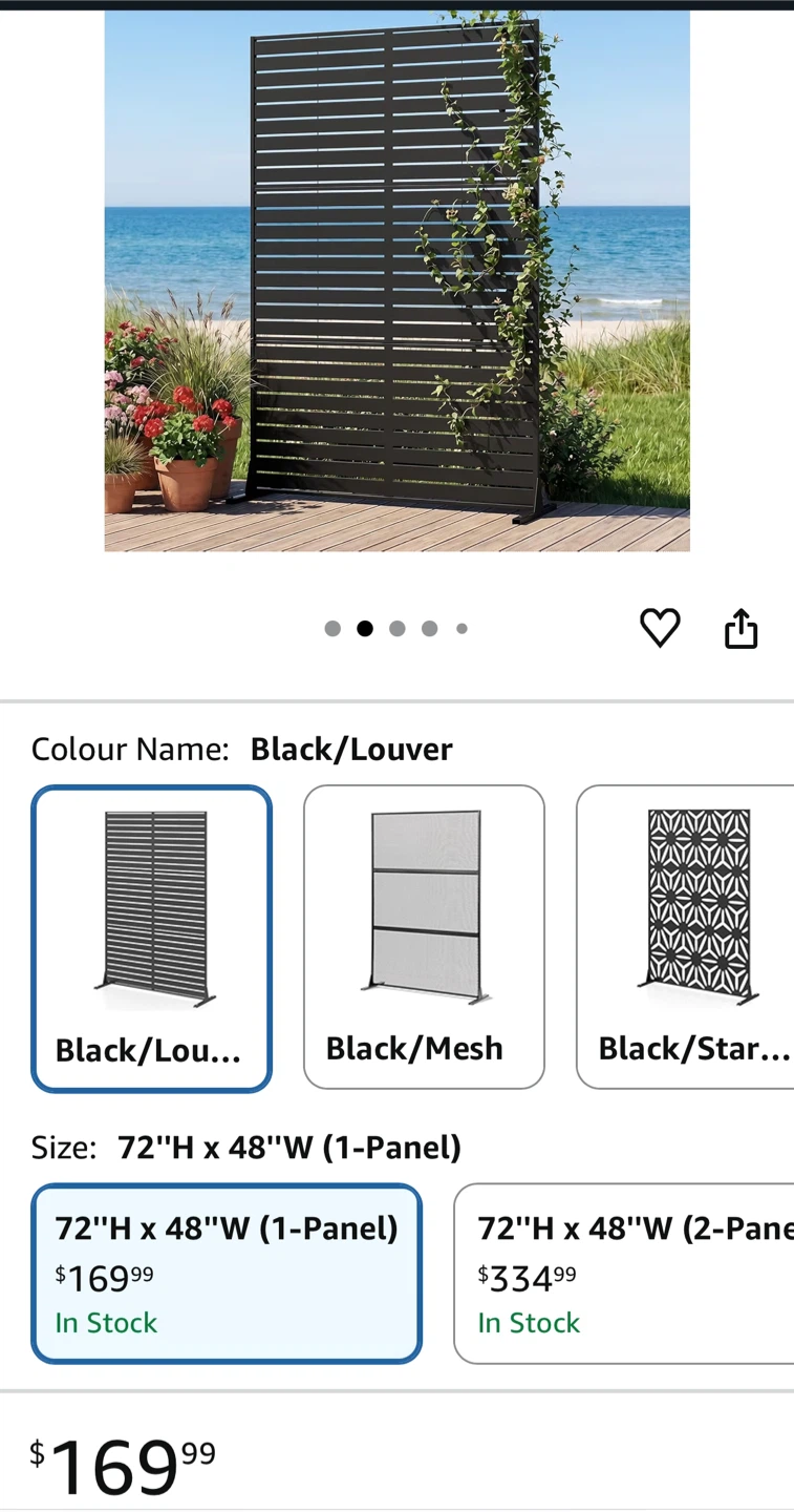 Black Metal Outdoor Privacy Screen - photo 2