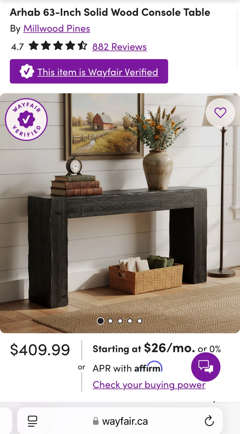 Millwood Pines 63-Inch Console Table - photo 2