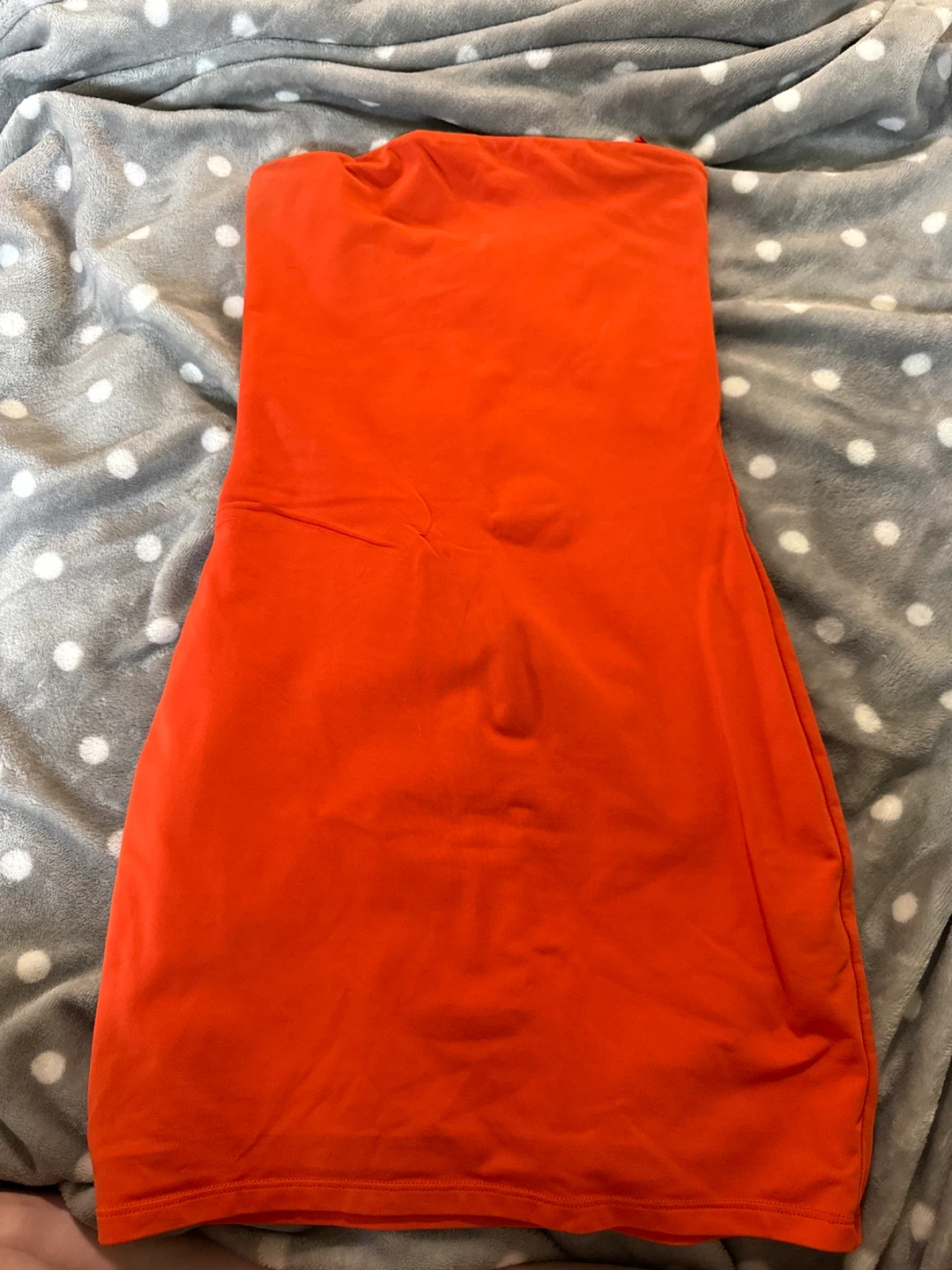 Orange Strapless Bodycon Mini Dress