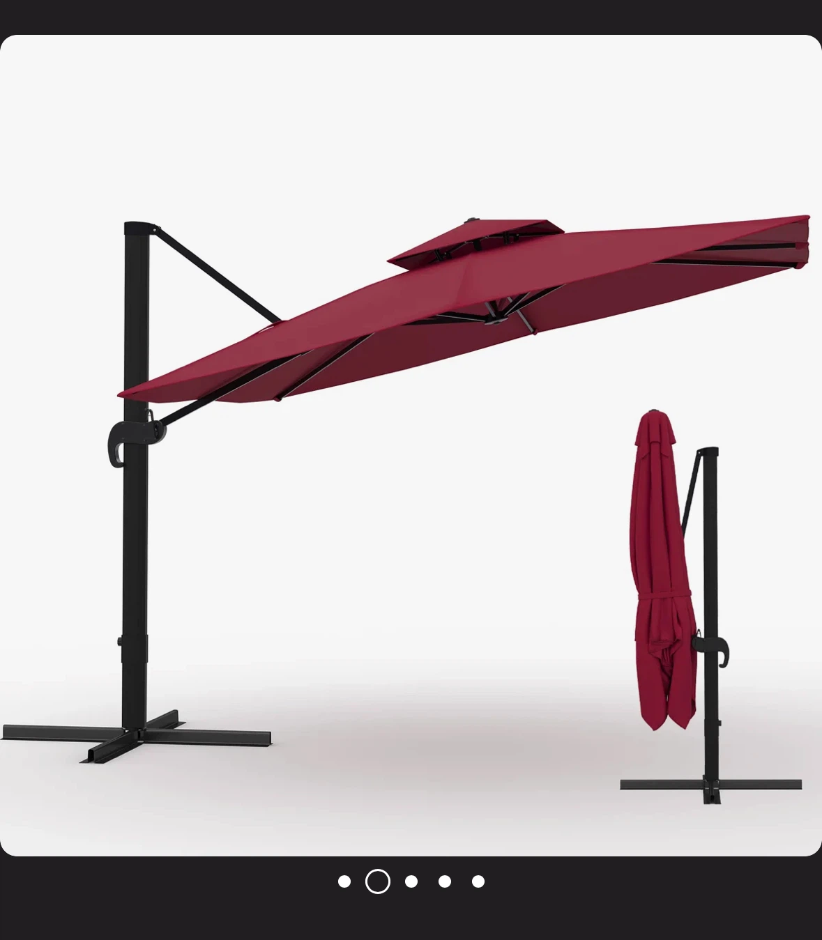 Red Cantilever Patio Umbrella 10 by 10 - photo 2
