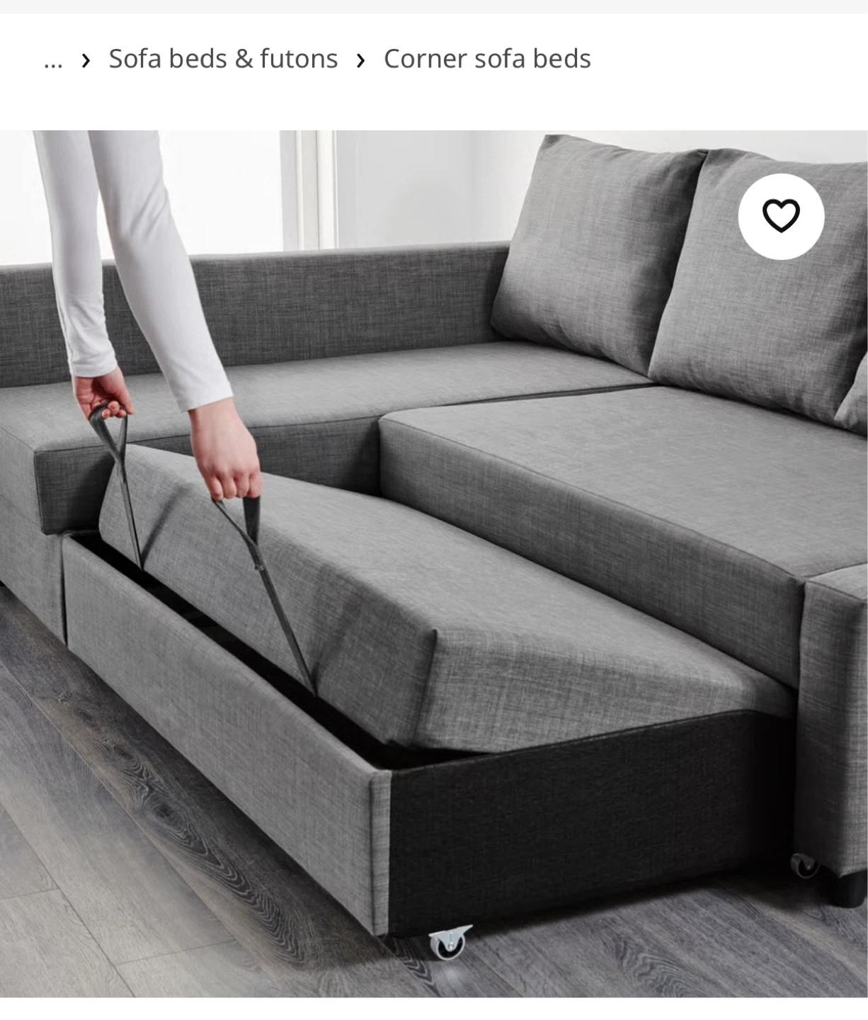 IKEA FRIHETEN Corner Sofa Bed with Storage - Grey - photo 3