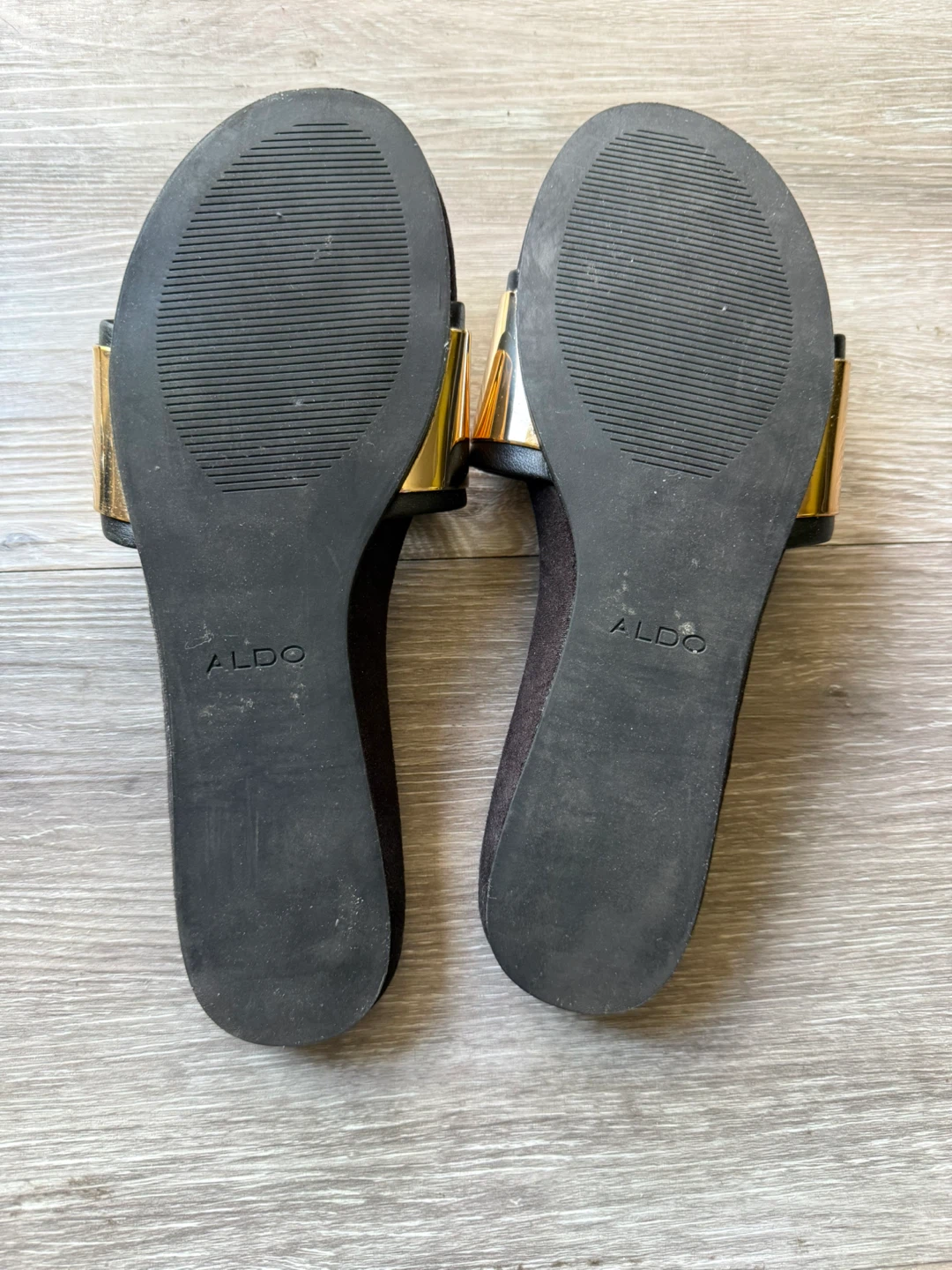 ALDO Women's Black Slides with Gold Straps - photo 2