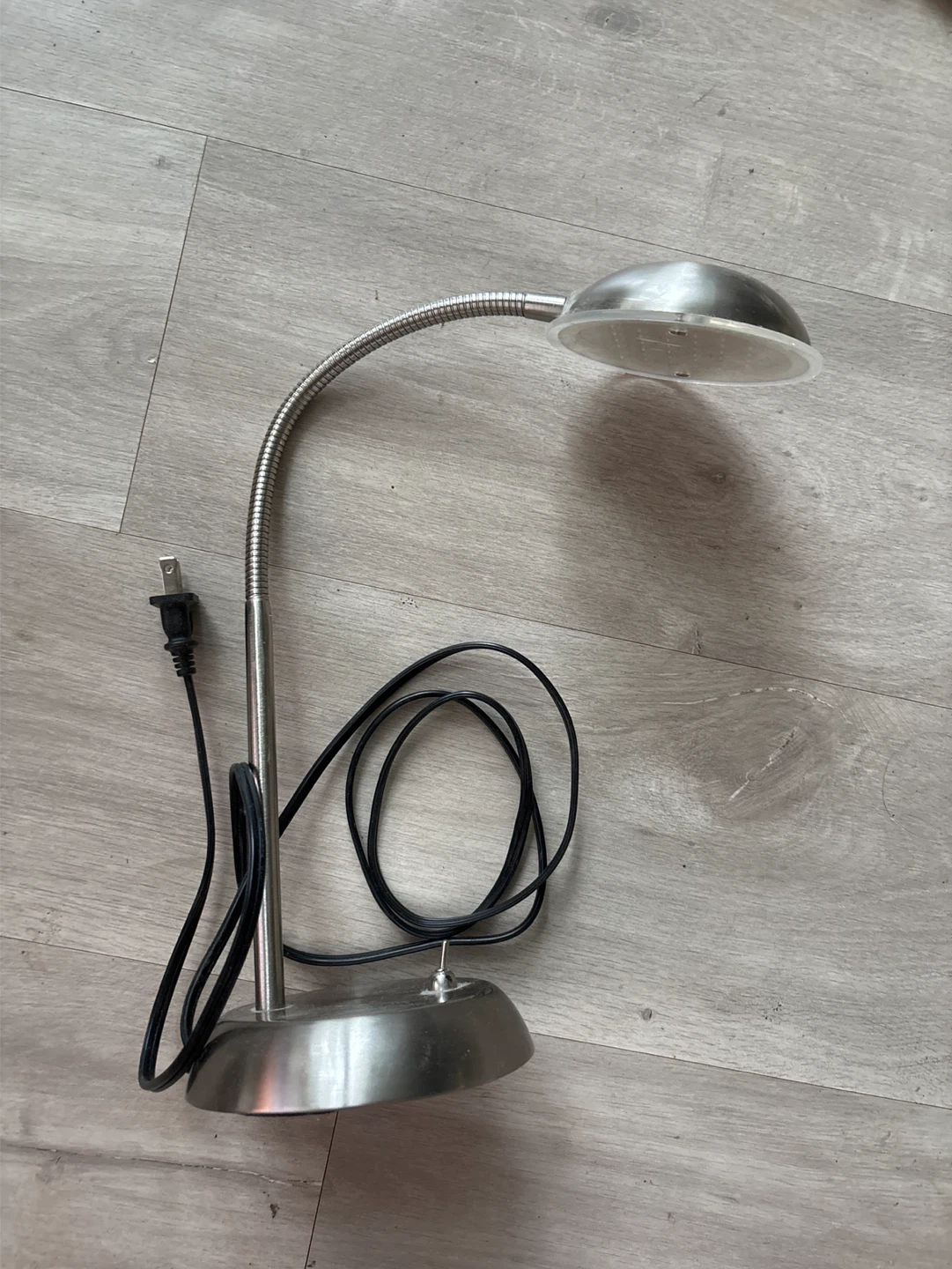 Silver Desk Lamp with Flexible Gooseneck