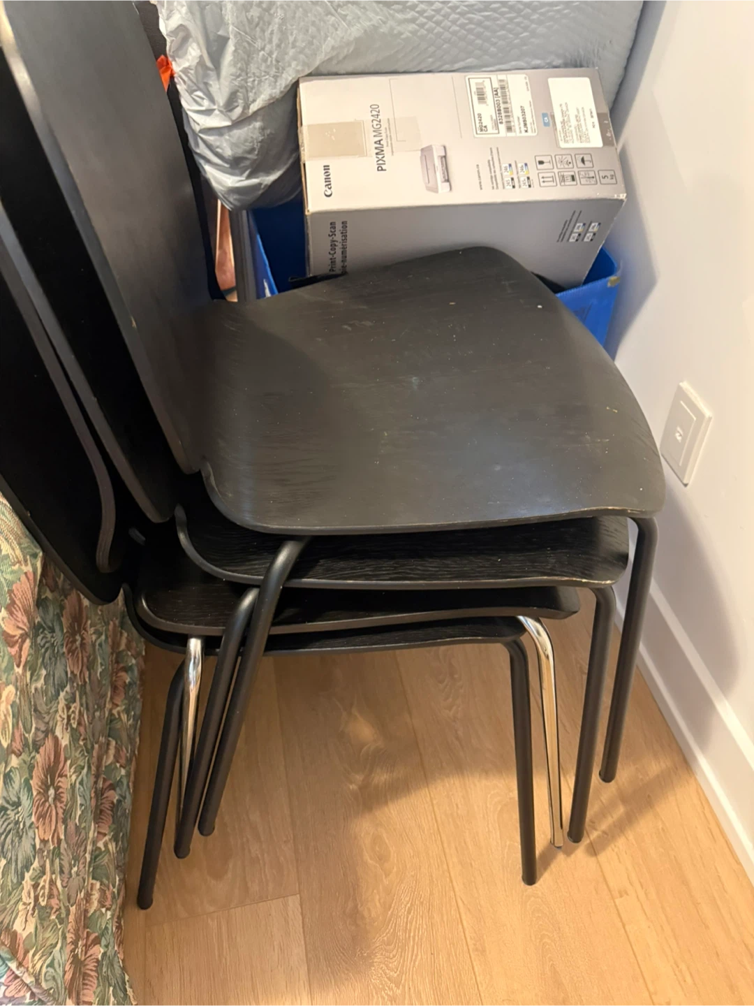Stack of 4 Black Chairs