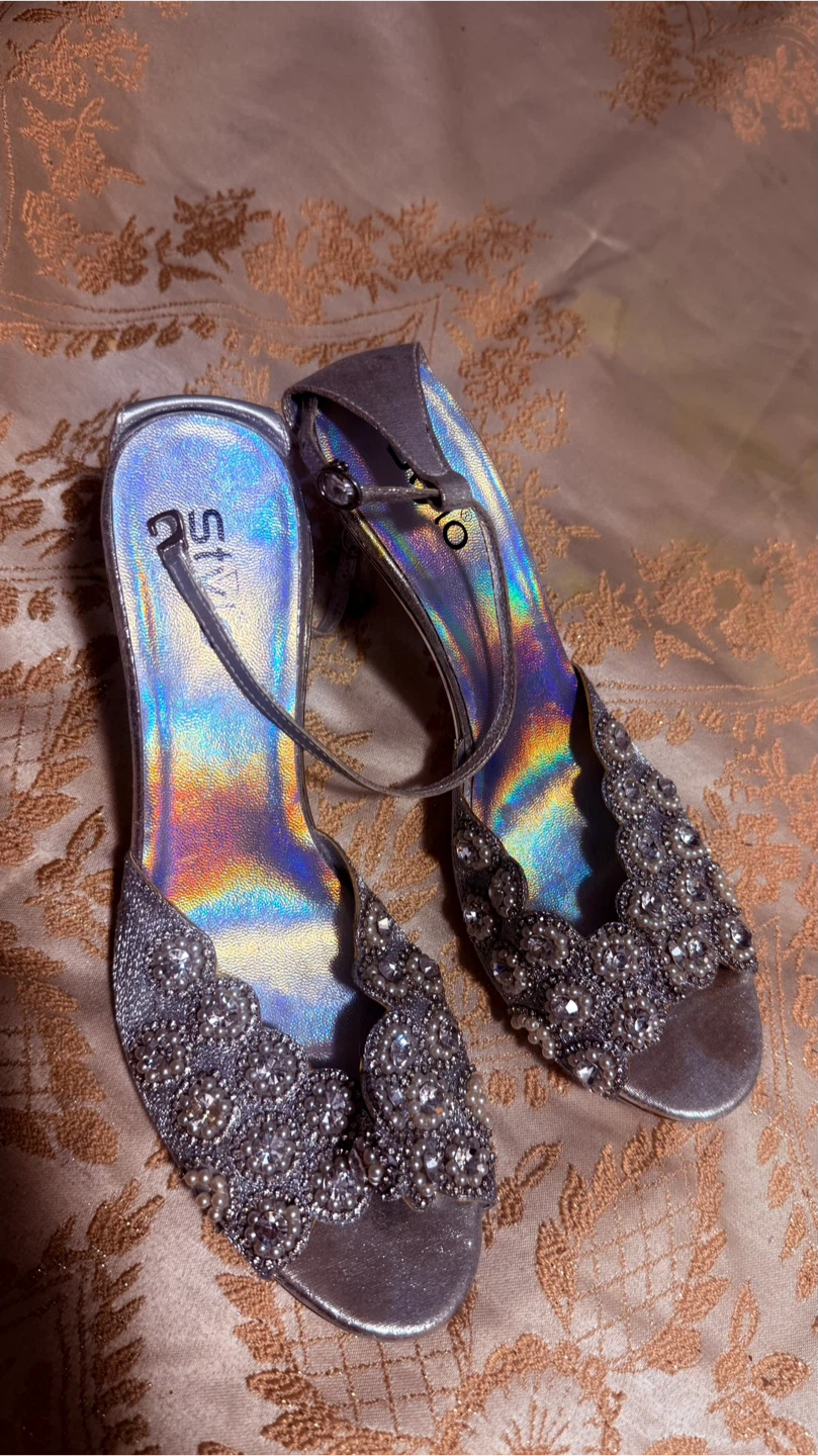 Stylo Silver Embellished Heels - Size 8