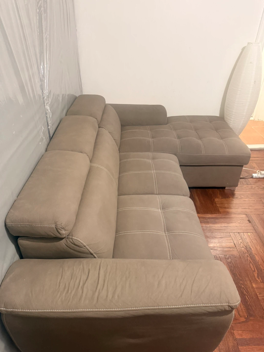Taupe Sectional Sofa with Storage Chaise