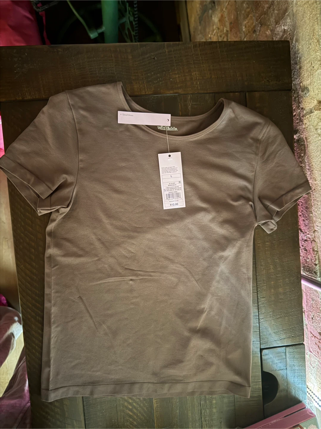 Wild Fable Women's Crew Neck T-Shirt - Brown - Size L