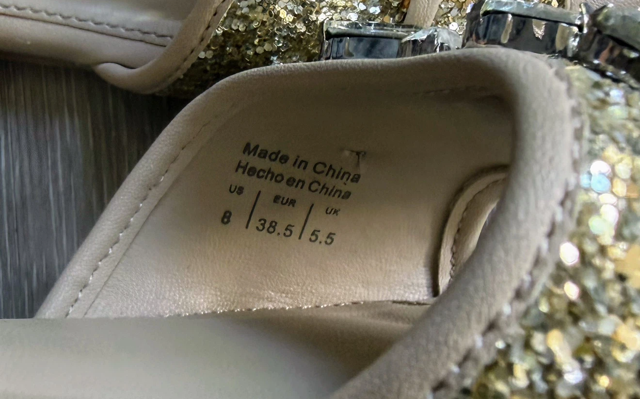 ALDO Embellished Slide Sandals Gold Glitter Size 8 - photo 2