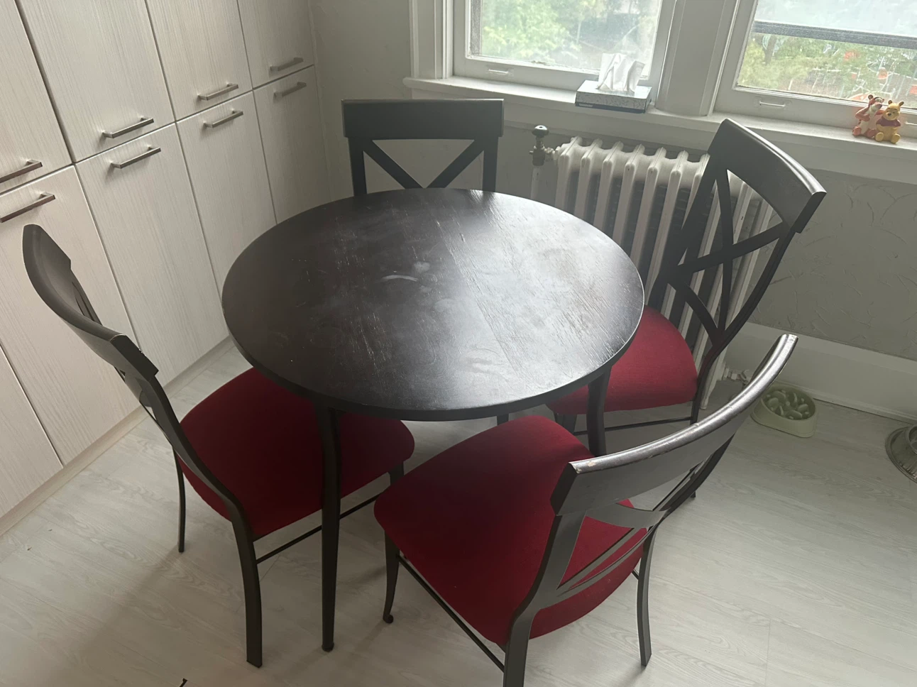 Dining Chair with Red Upholstered Seat