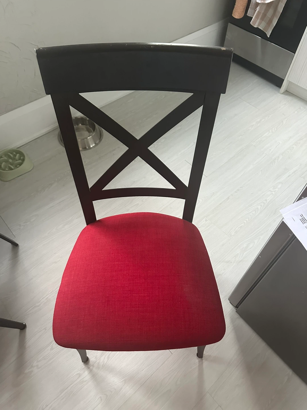 Dining Chair with Red Upholstered Seat - photo 2