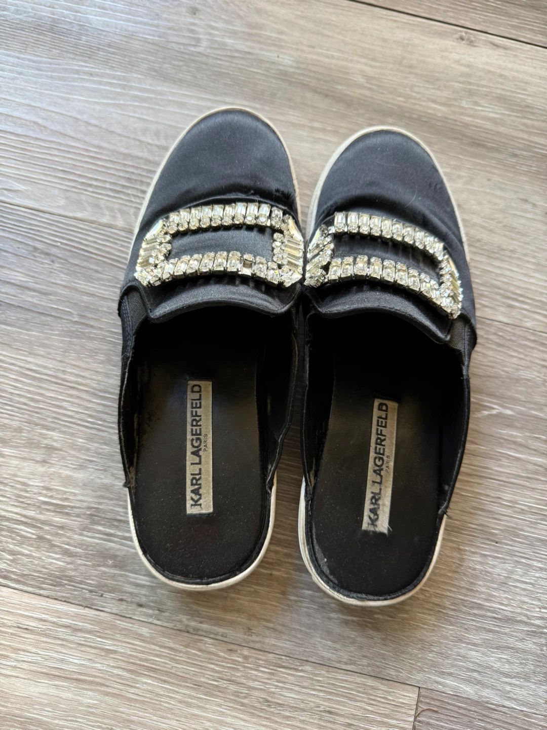 Karl Lagerfeld Paris Black Embellished Mules