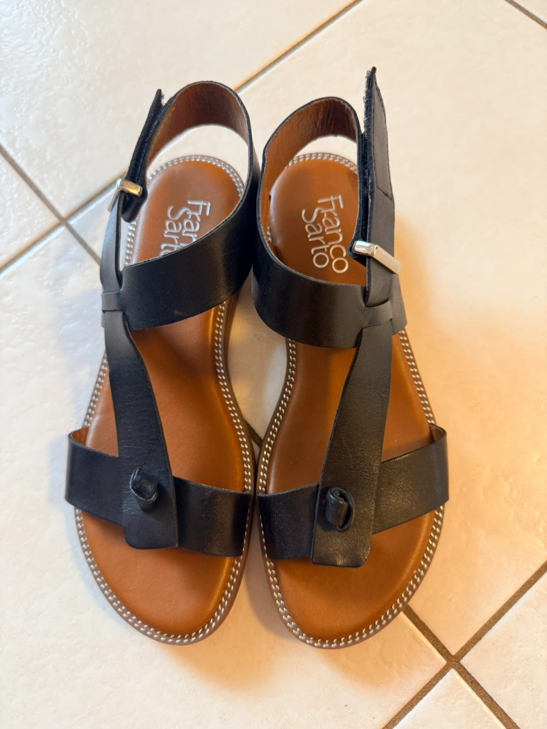 Franco Sarto Black Leather Sandals