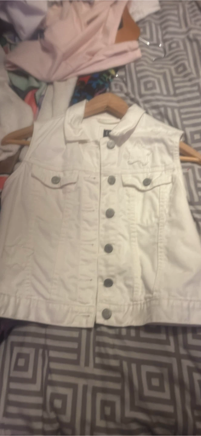 Gap White Denim Vest
