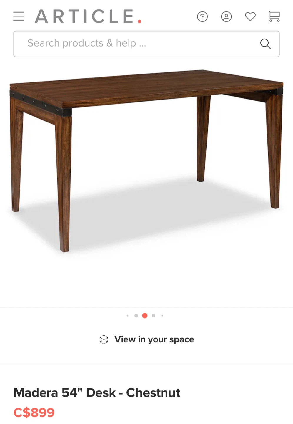 Article Madera 54" Desk - Chestnut - photo 3