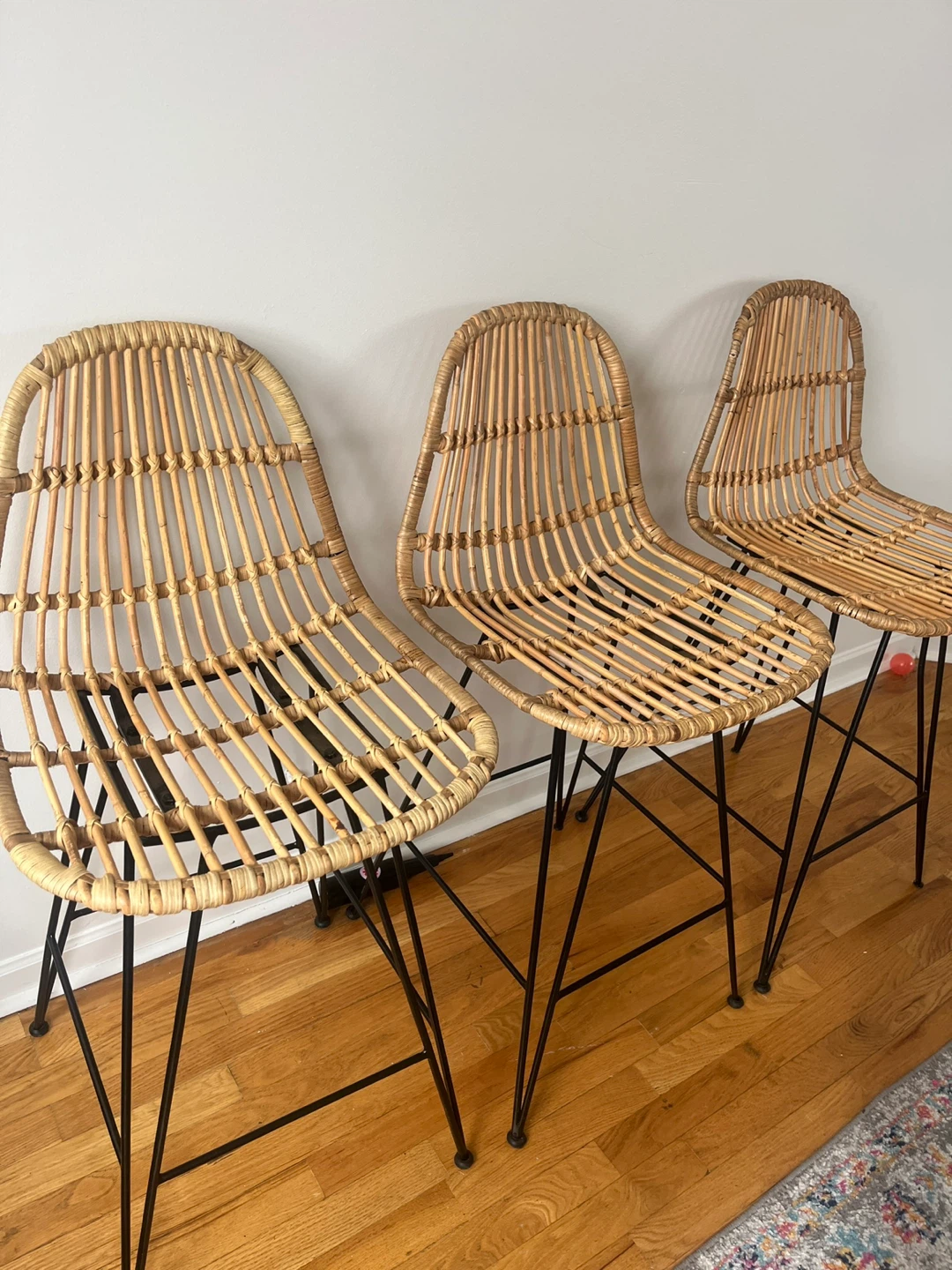 Rattan Bar Stools - Set of 3