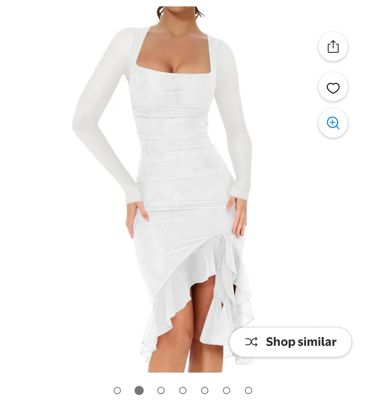 Women's  White Long Sleeve Ruffle Midi Dress - Size XS - photo 3
