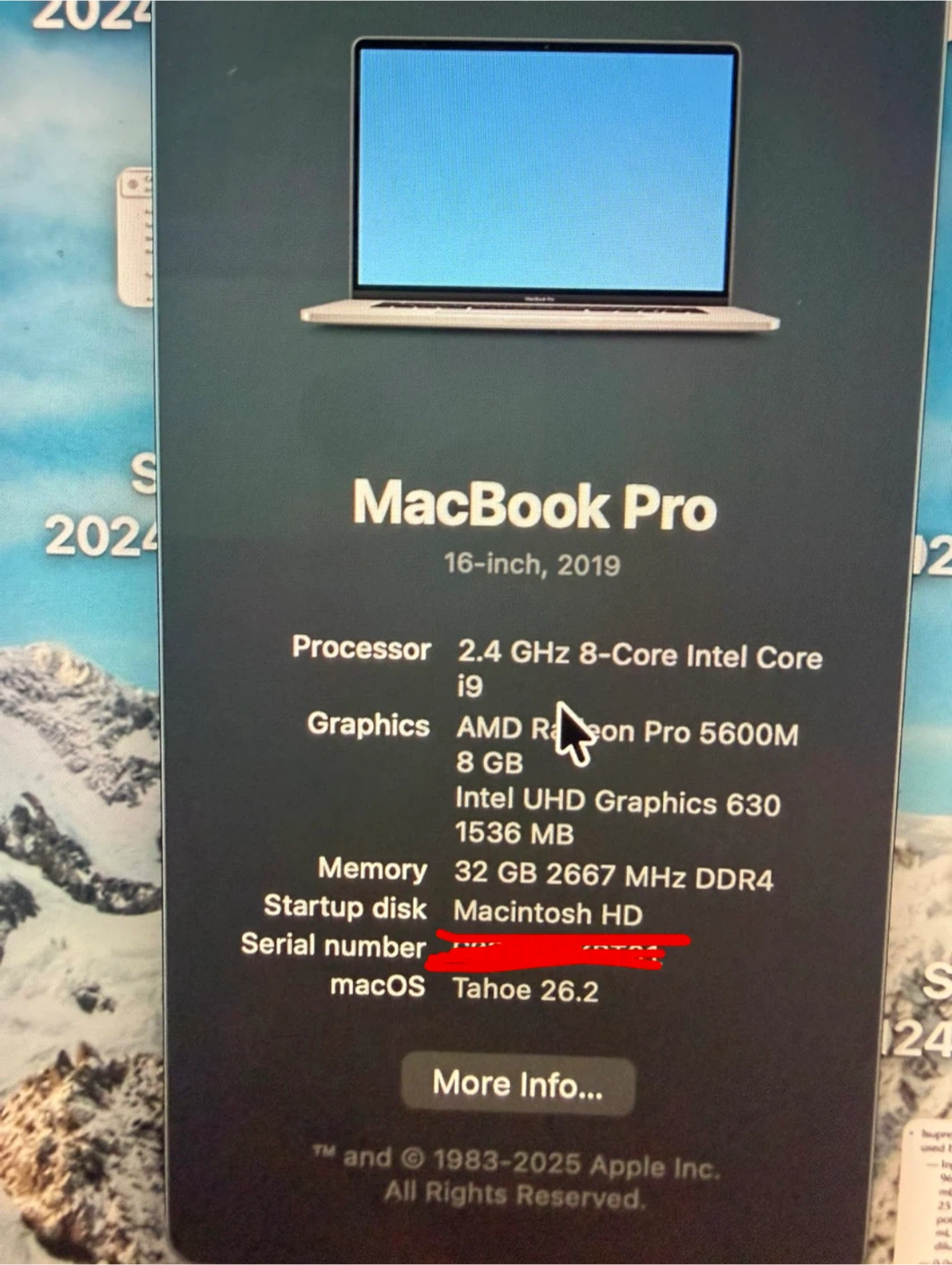 2019 MacBook Pro i9 2.4 GHz 16” 2TB SSD - photo 3