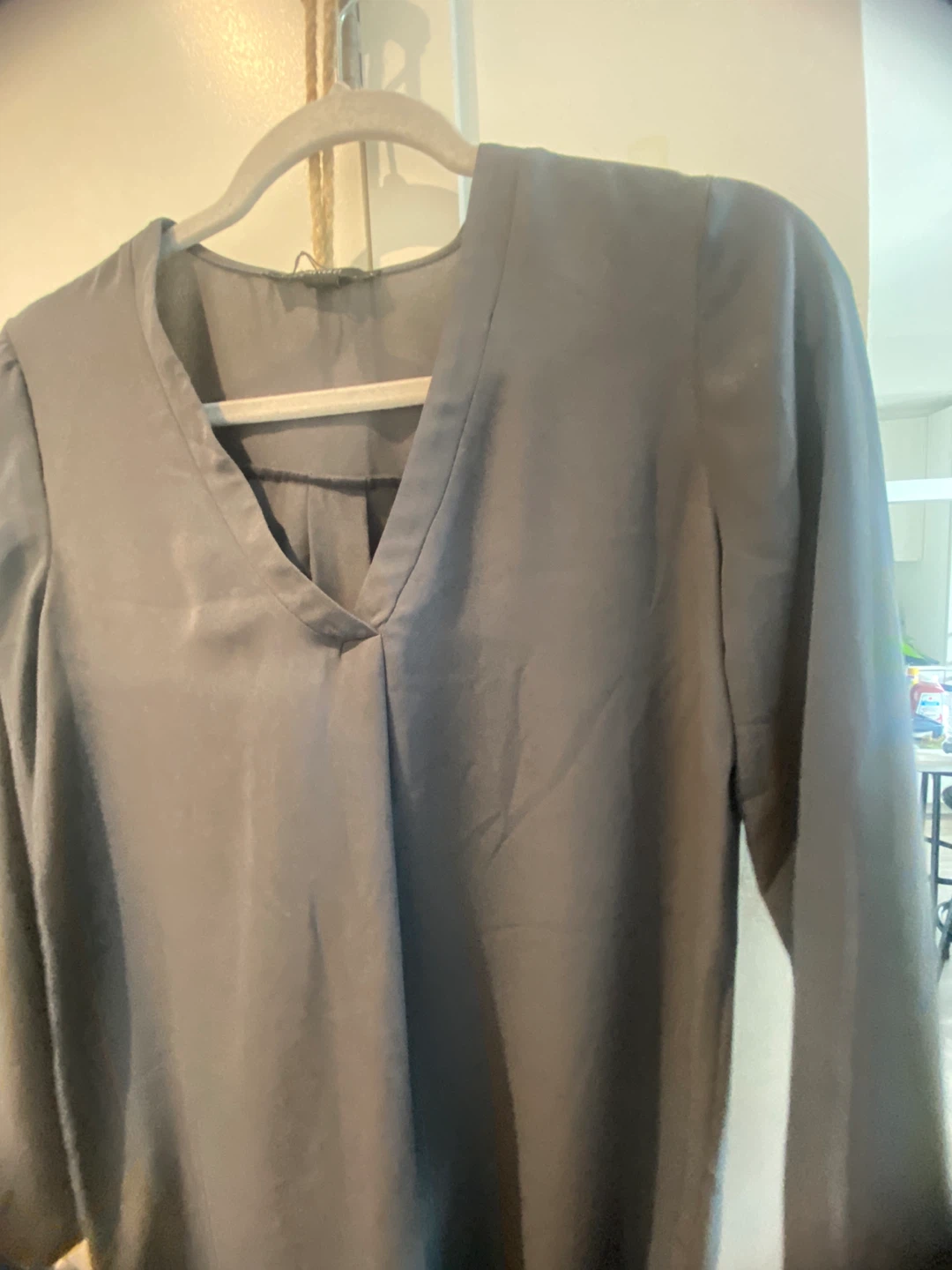 Grey V-Neck Blouse - photo 2