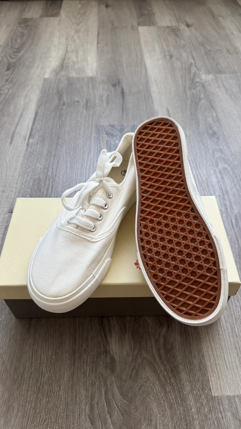 New Women's Casual White Canvas Sneakers - Size 7 (EU 38) - photo 3