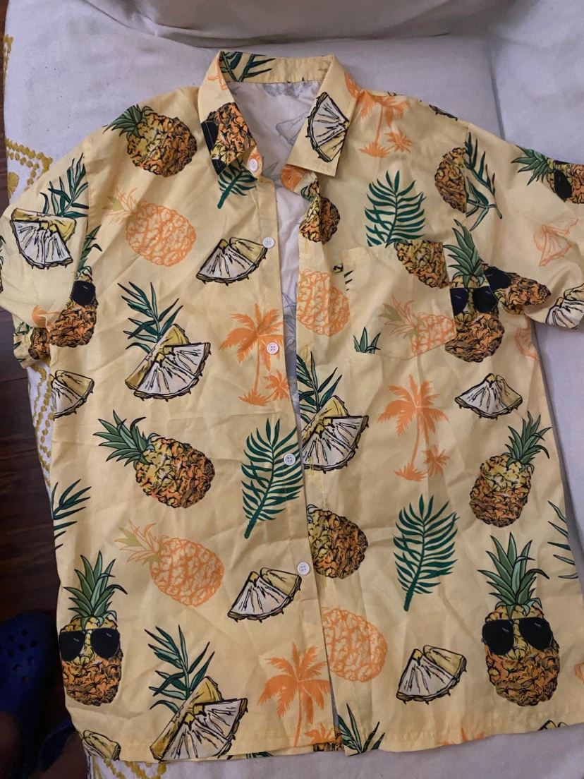 Men's Pineapple Print Short Sleeve Shirt Size S
