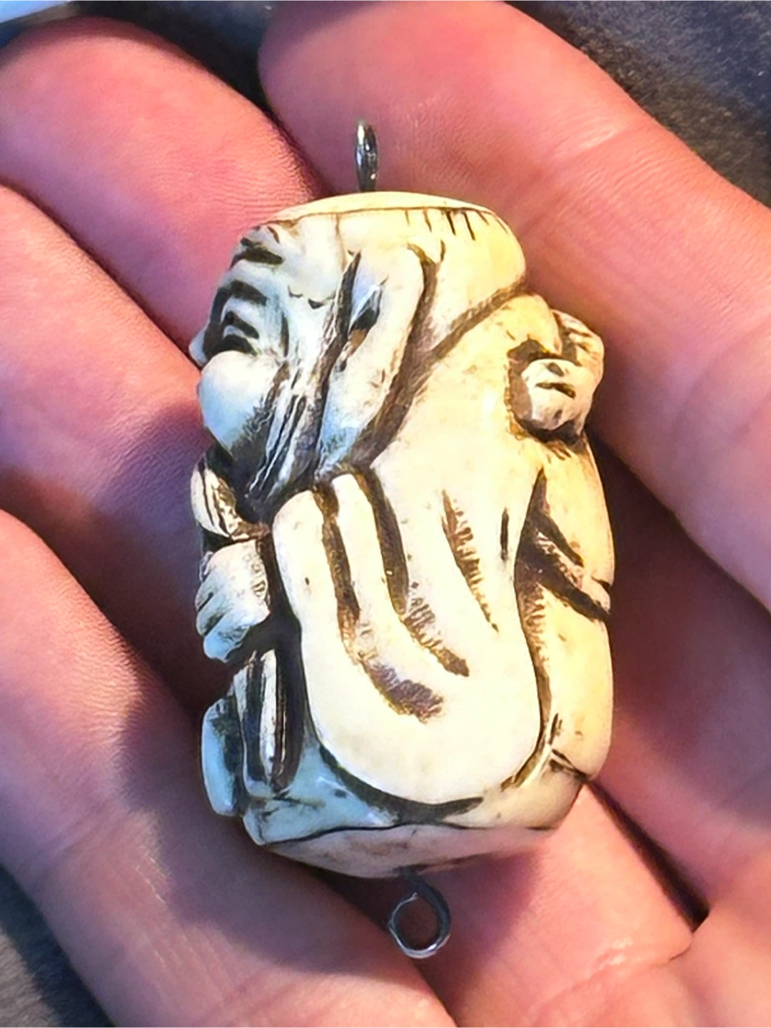 Vintage Bone Revolving Pocket Fob Wise Man Spinner - photo 2