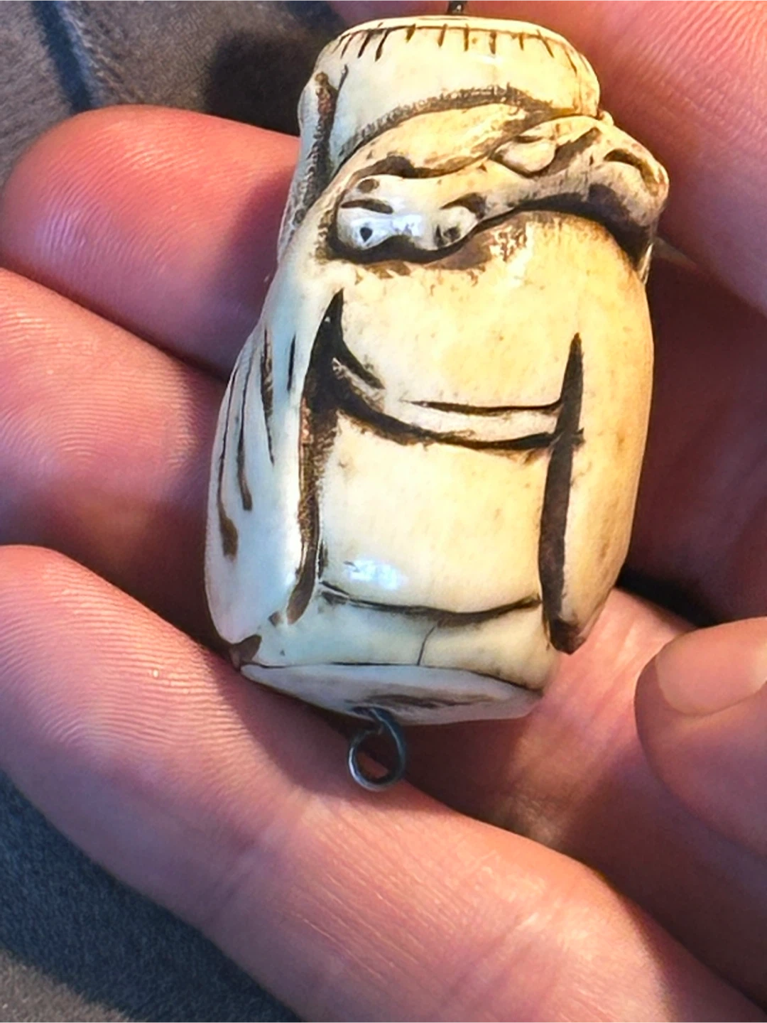 Vintage Bone Revolving Pocket Fob Wise Man Spinner - photo 3