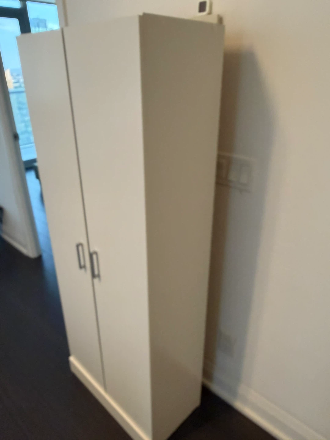 White Tall Storage Cabinet with Double Doors