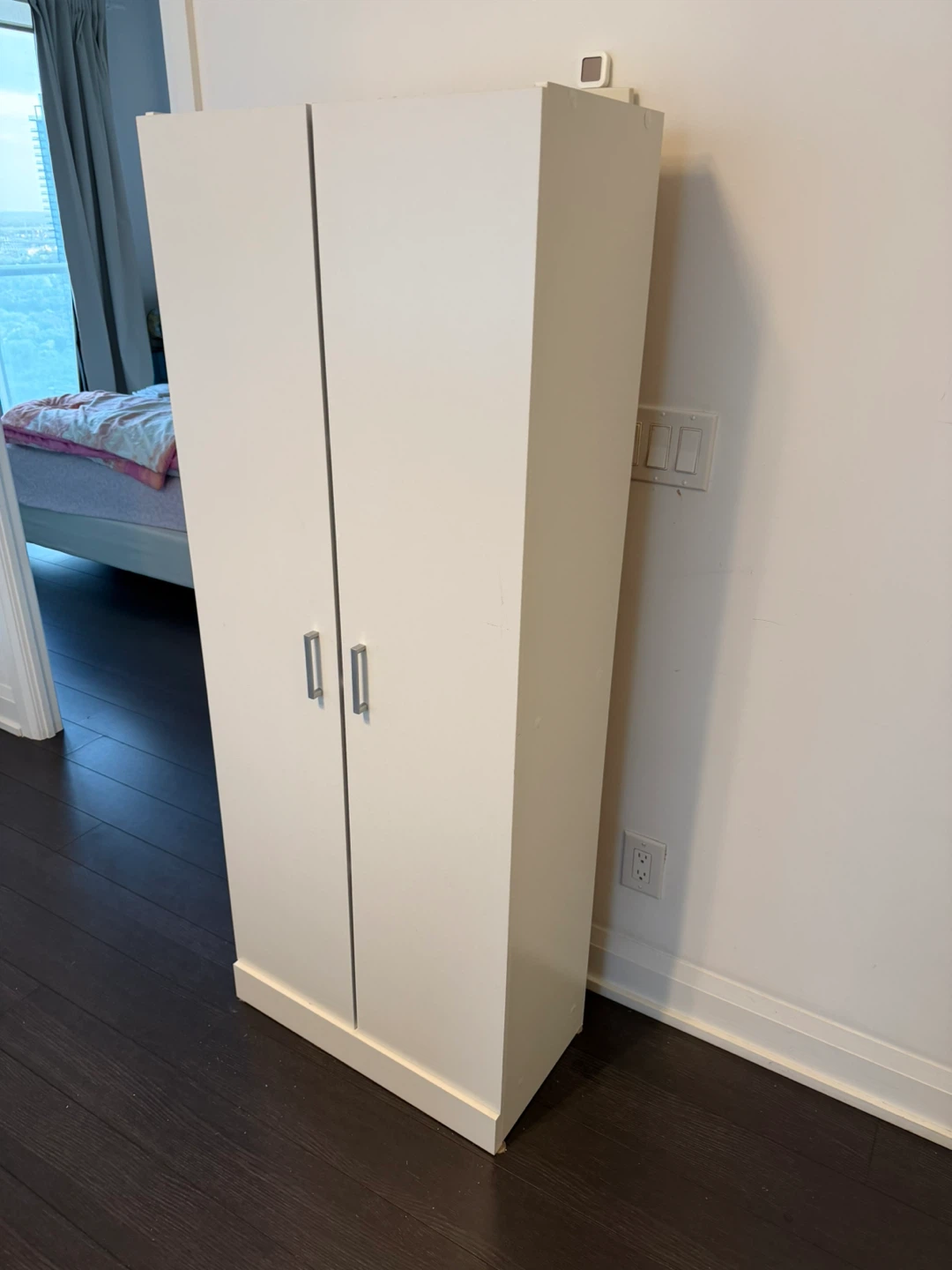 White Tall Storage Cabinet with Double Doors - photo 2