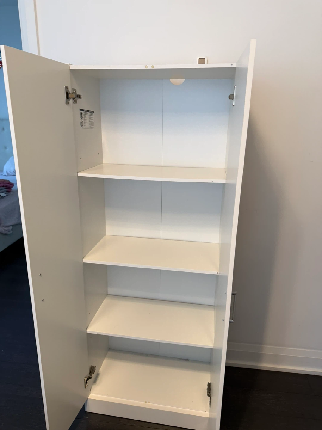 White Tall Storage Cabinet with Double Doors - photo 3