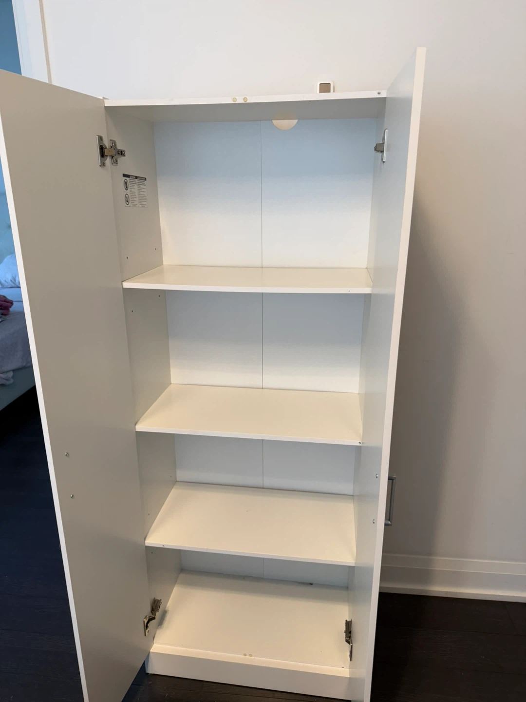 White Tall Storage Cabinet with Double Doors - photo 4