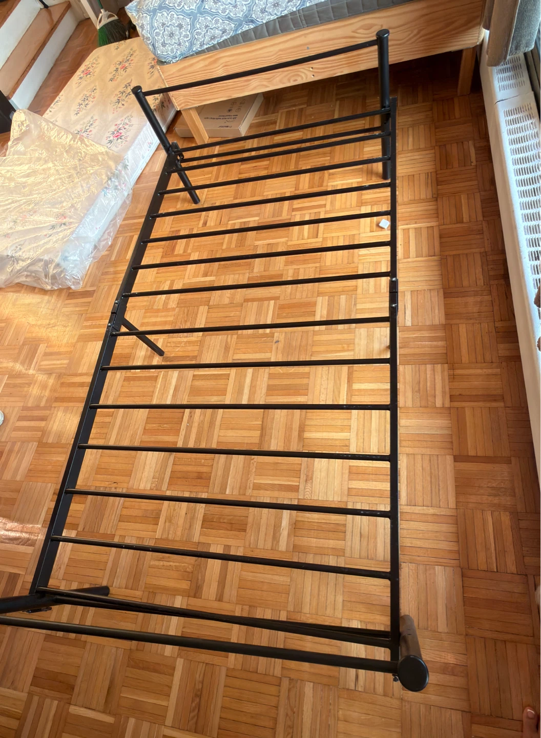 Single Black Metal Bed Frame and mattress - photo 3