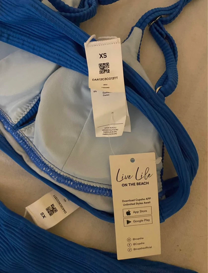 Cupshe Blue Ribbed Bikini Set - XS - photo 3