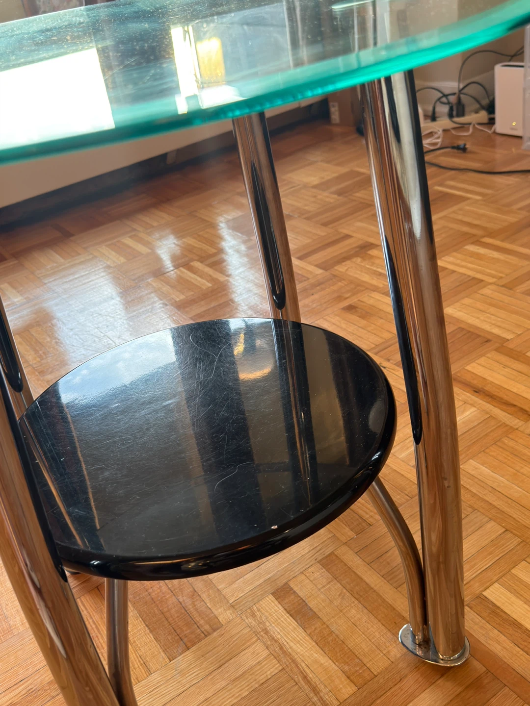 Glass and Chrome Side Table