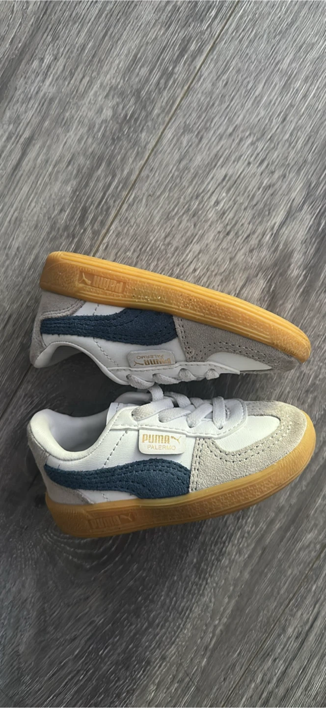 Puma Palermo Toddler Shoes White Blue Grey