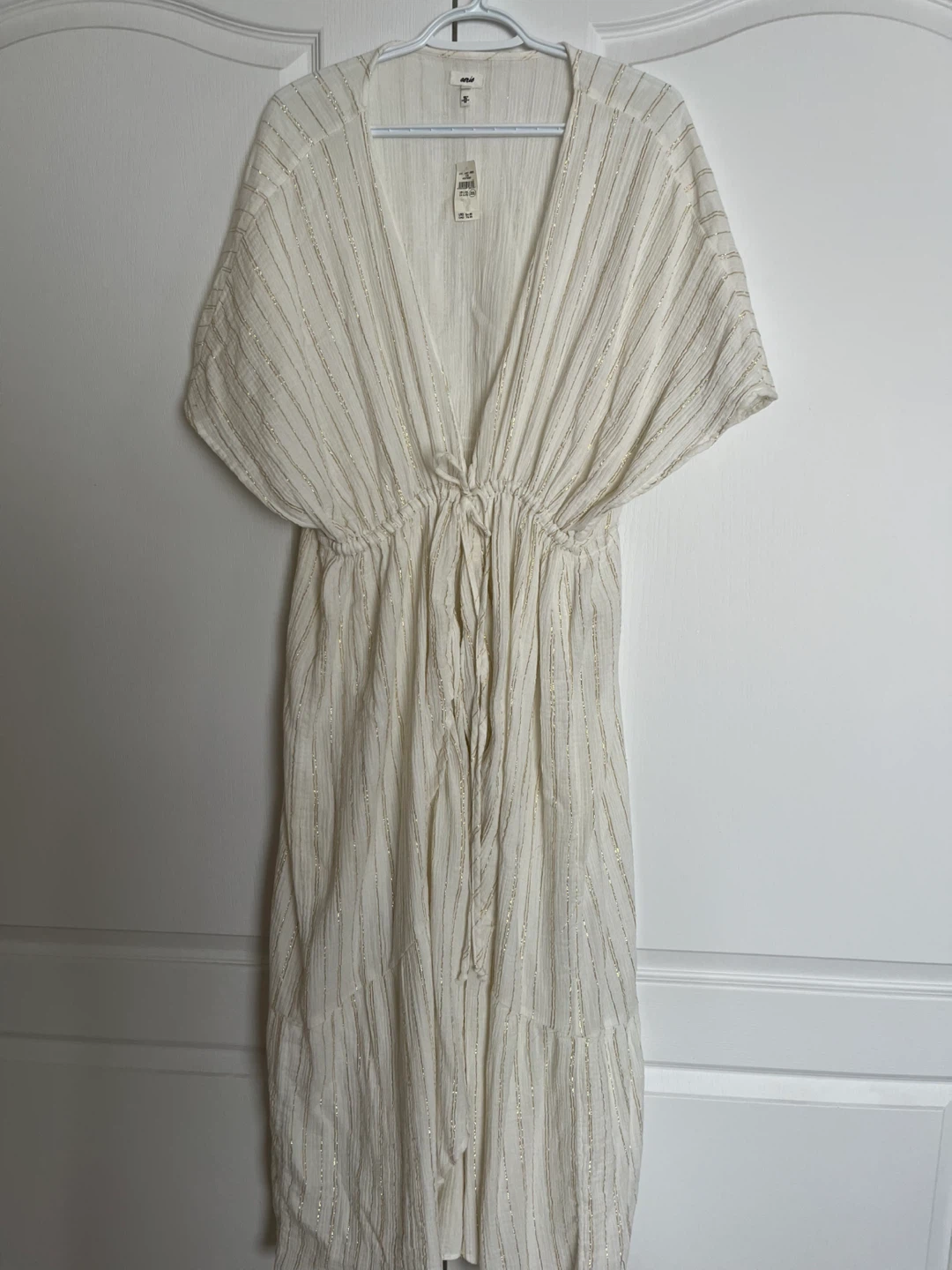 NEW Aerie Cream & Gold Striped Kimono Cover-up L/XL - photo 4