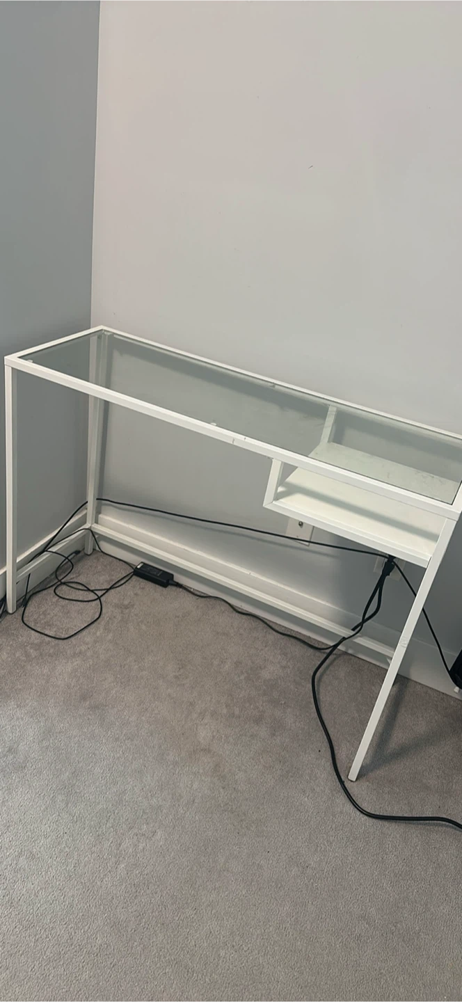 White Frame Glass Top Desk