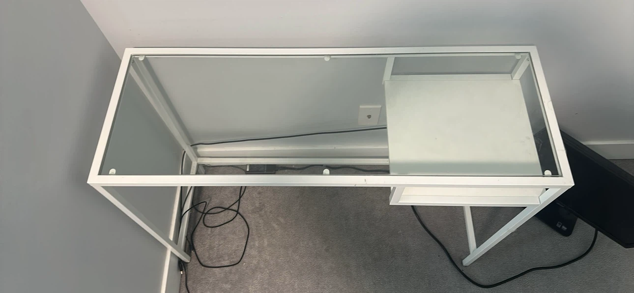 White Frame Glass Top Desk - photo 2