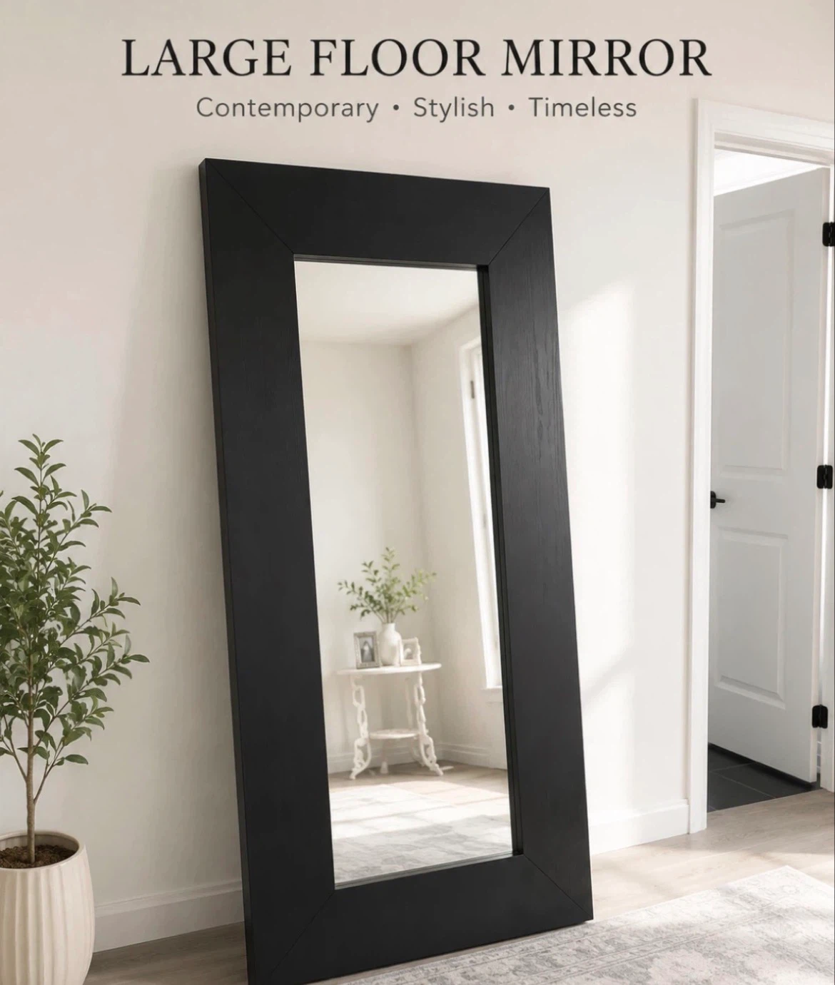 Large Black Brown Floor Mirror