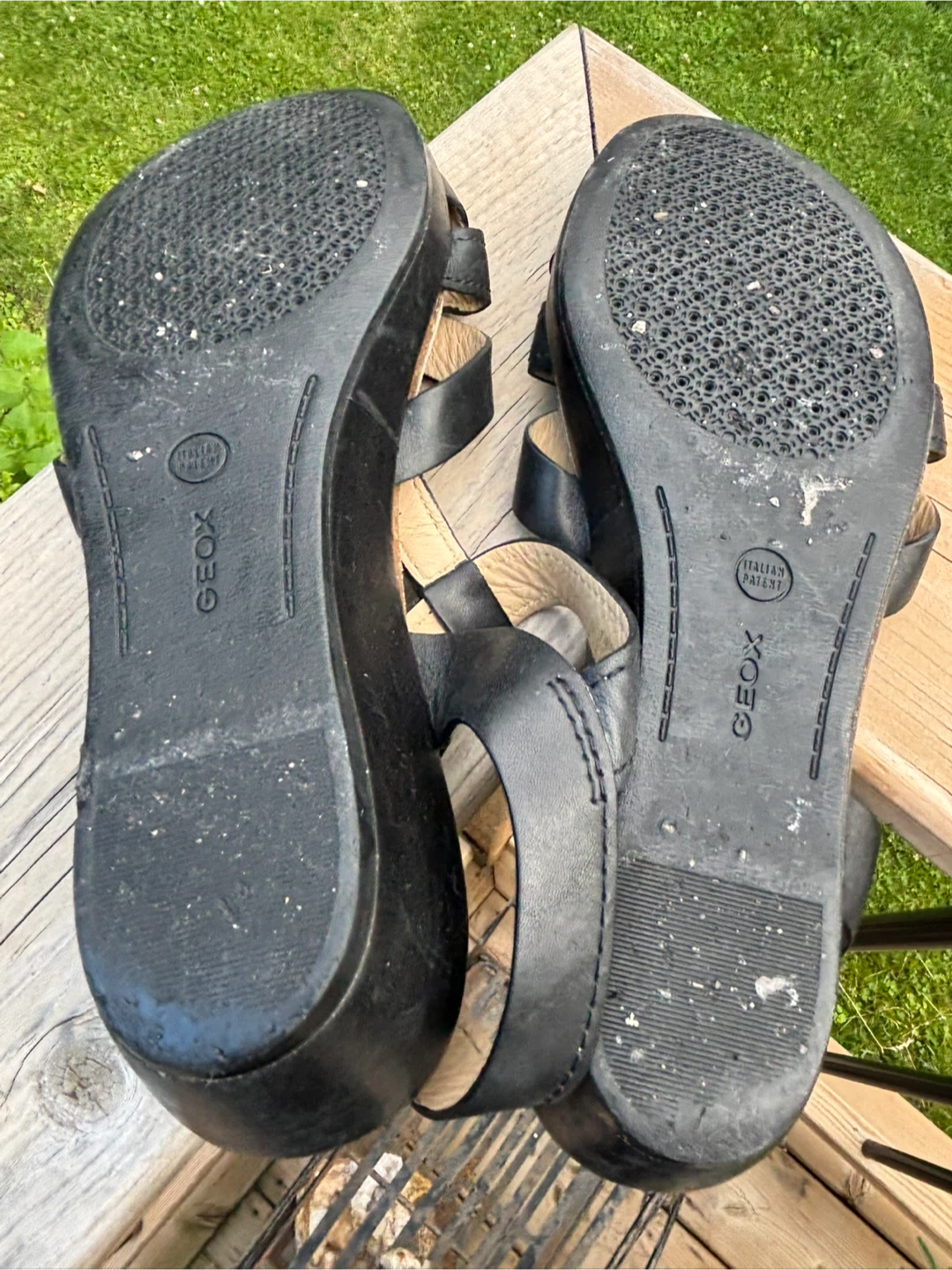 Geox Black Leather Wedge Sandals Size 40 - photo 5