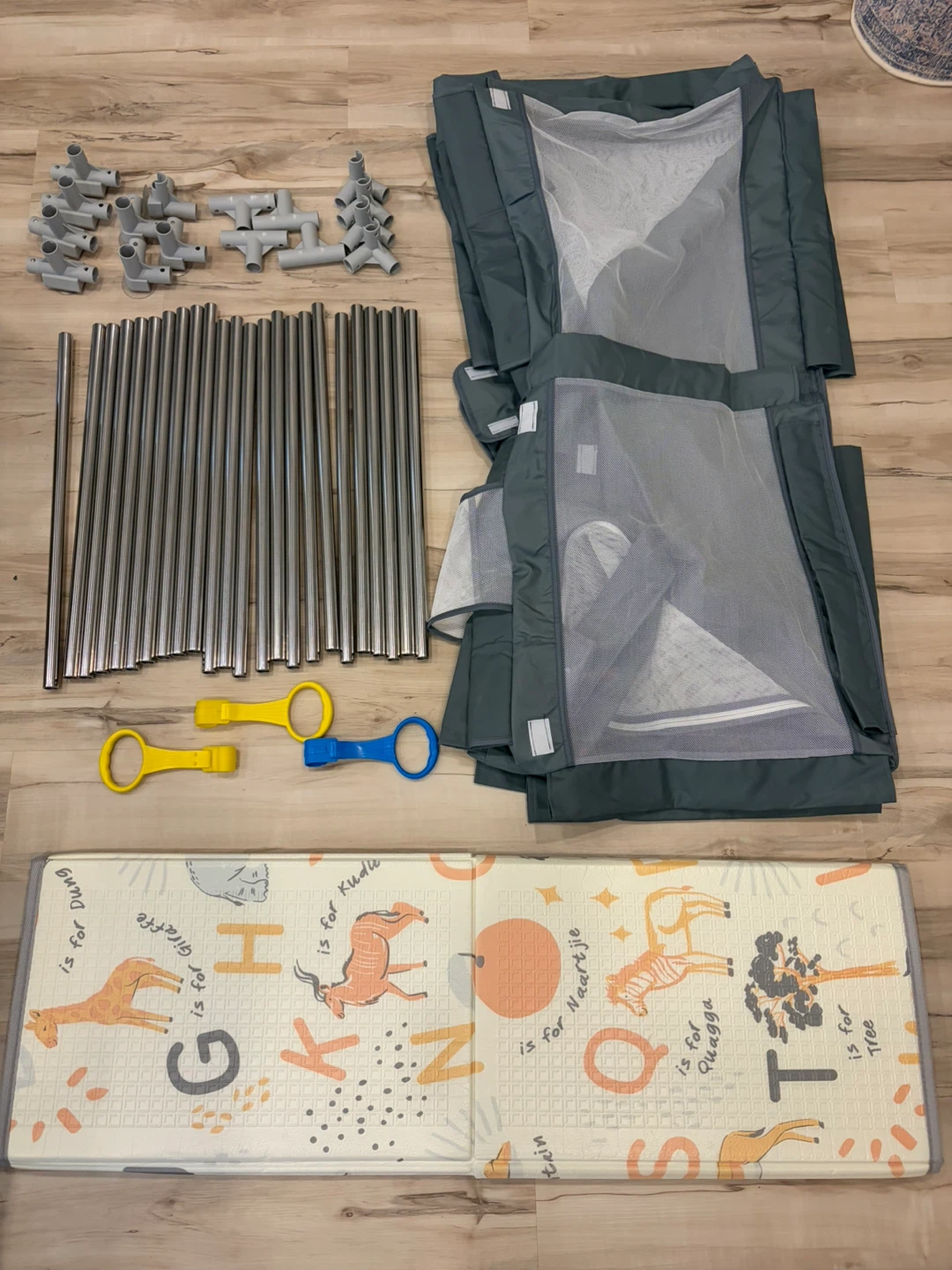 Fodoss Baby Playpen with Mat (47” x 47”) | Dark Grey | Like New - photo 4
