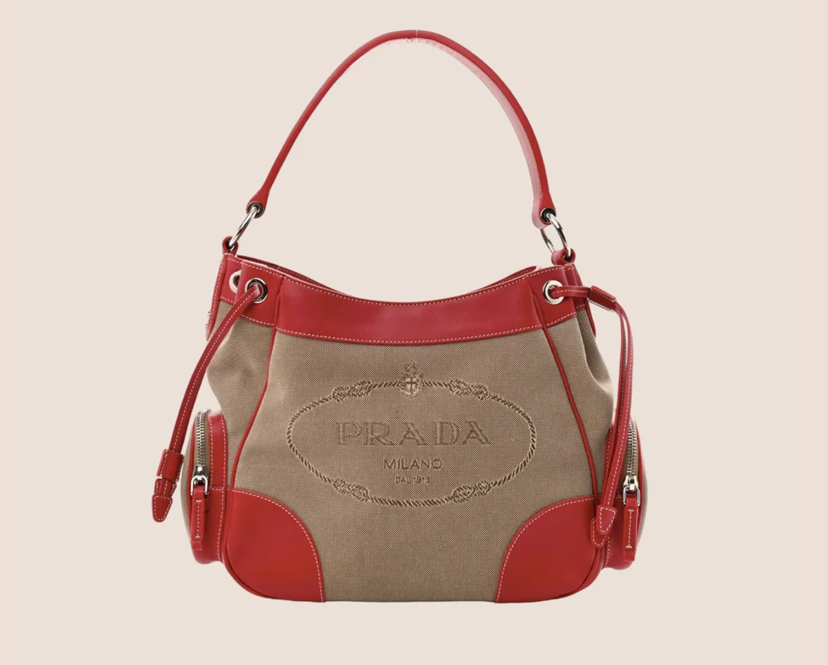 Prada Jacquard Logo Hobo Shoulder Bag